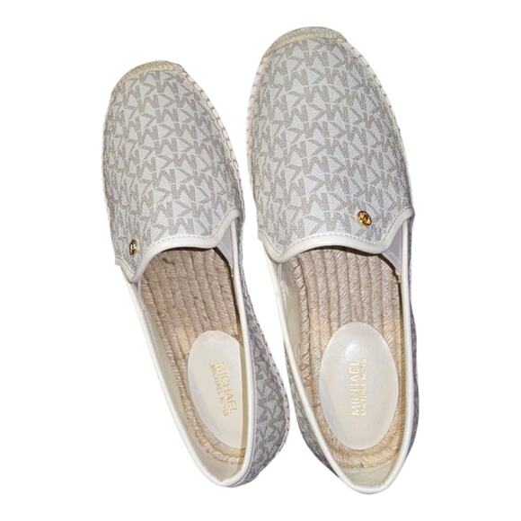 Michael Kors Women's Cream Logo Espidrille Slip-On Shoes Size 10 New - Picture 5 of 9